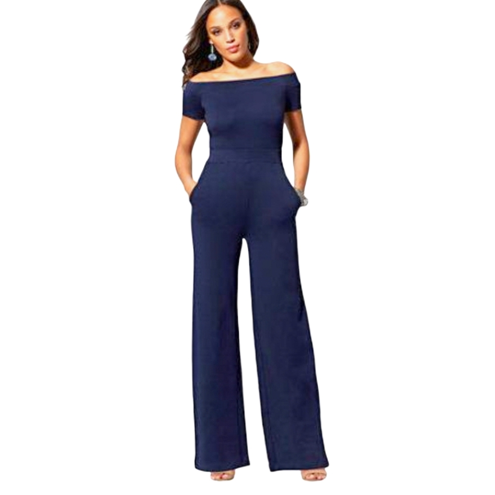 New York & Company Off-the-Shoulder Jumpsuit with Pockets